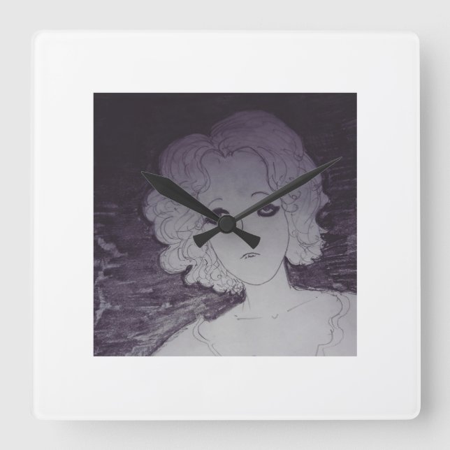 Waiting  square wall clock (Front)