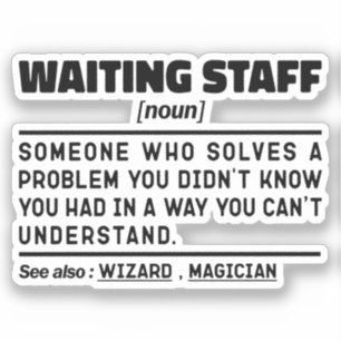 Waiting Staff Noun Definition Food Server Funny 