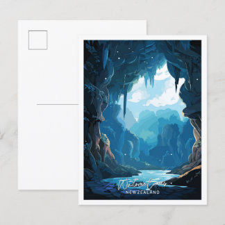 Waitomo Caves New Zealand Travel illustration Postcard