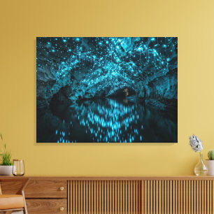 Waitomo Glowworm Galaxy - Bioluminescent Cave Refl Canvas Print