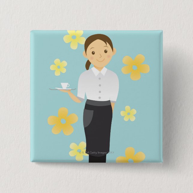Waitress 15 Cm Square Badge (Front)