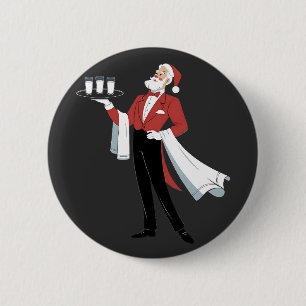Waitress Christmas Santa Server Xmas 6 Cm Round Badge