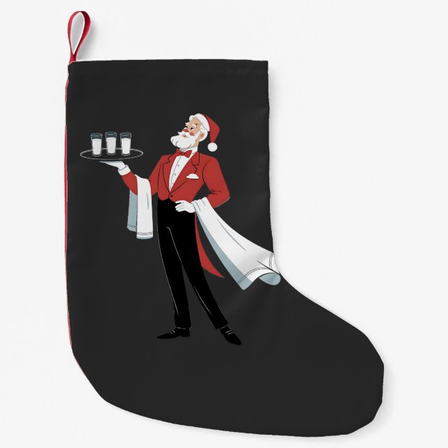 Waitress Christmas Santa Server Xmas  Small Christmas Stocking (Front)