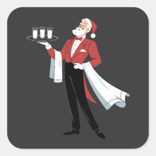 Waitress Christmas Santa Server Xmas  Square Sticker