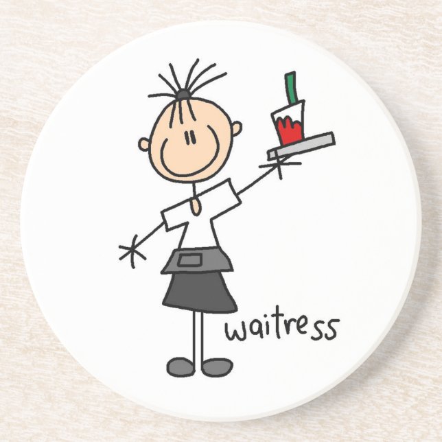 Waitress Stick Figure Coaster (Front)