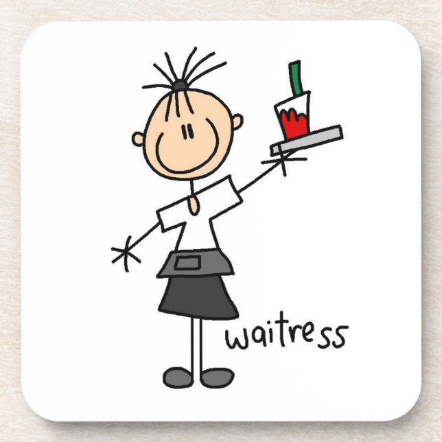 Waitress Stick Figure Coaster (Front)