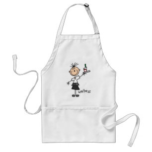 Waitress Stick Figure Holding Serving Tray Standard Apron