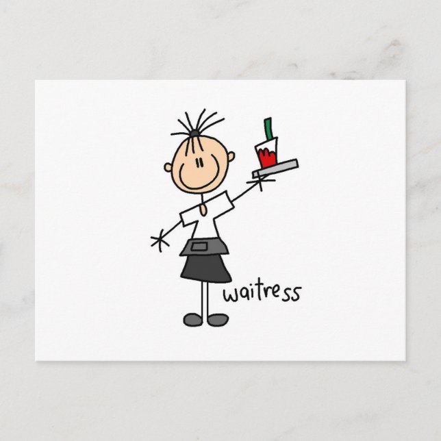 Waitress Stick Figure Postcard (Front)