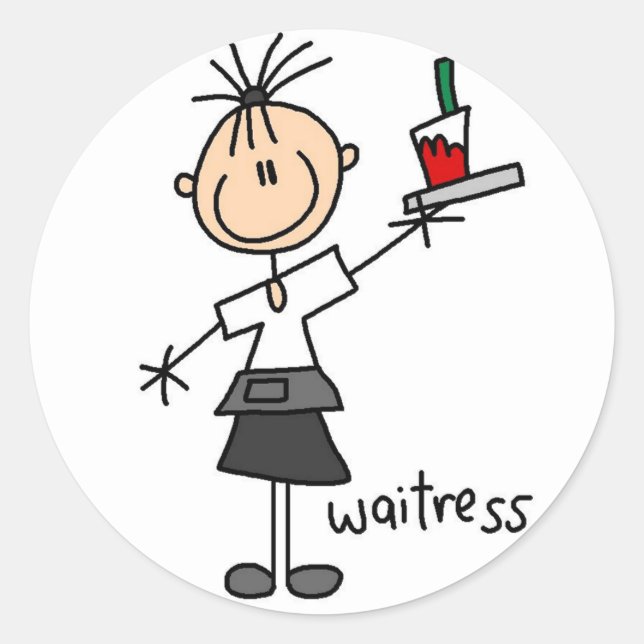 Waitress Stick Figure Sticker (Front)