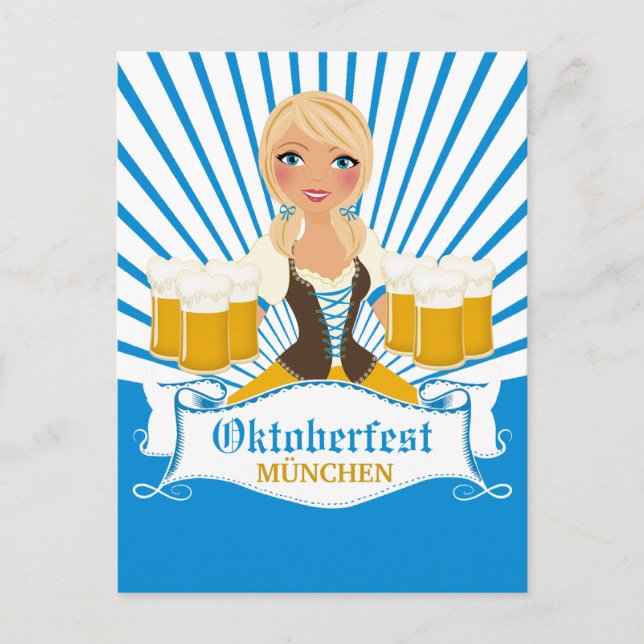 Waitress with Beer Stein Postcard (Front)
