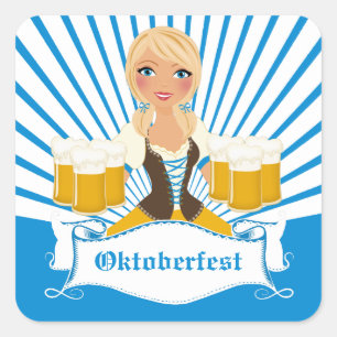 Waitress with Beer Stein Square Sticker