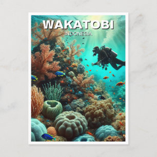 Wakatobi Indonesia Scuba Diver Postcard