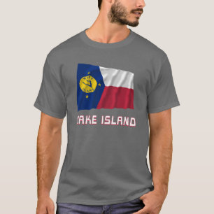Wake Island Waving Flag with Name T-Shirt