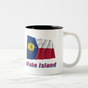 Wake Island Waving Flag with Name Two-Tone Coffee Mug