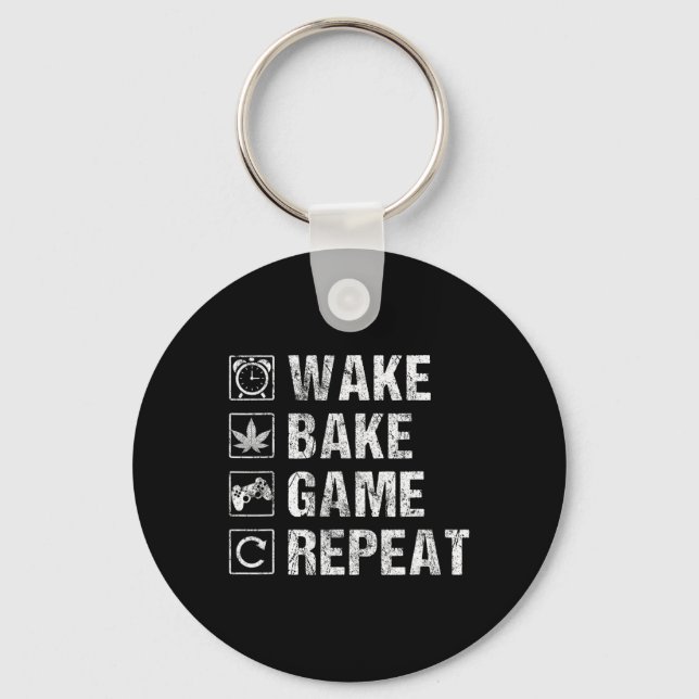 Wake Ke Game Repeat Video Game Weed Smoker Pot Gif Key Ring (Front)