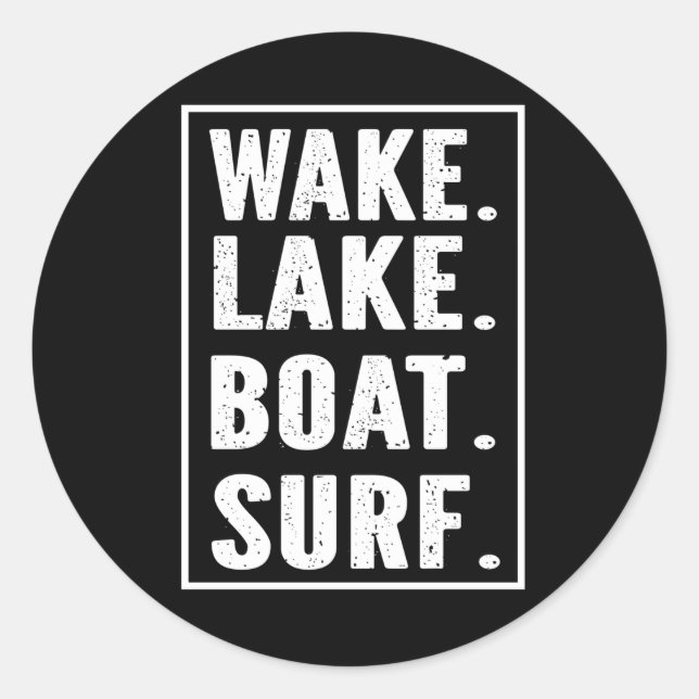Wake Lake Boat Surf Classic Round Sticker (Front)