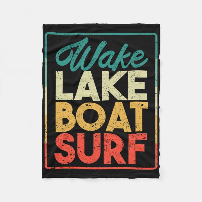 Wake Lake Boat Surf Funny Wakesurf Board Surfing S Fleece Blanket (Front)