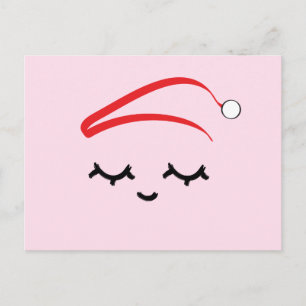Wake me up New Year Christmas Eye lashes Holiday Postcard