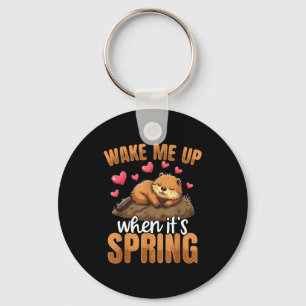 Wake Me Up When It’s Spring Funny Groundhog Day  Key Ring