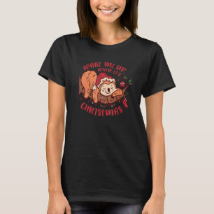 Wake Me Up When It's Christmas Sloth Santa Hat T-Shirt