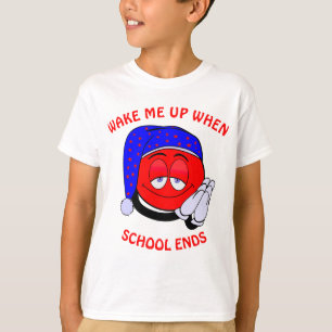 Wake me up when school ends funny emoji T-Shirt