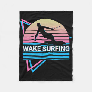 Wake Surfing Surfer Retro Fleece Blanket