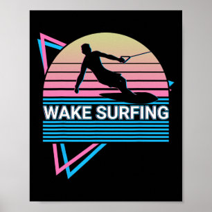 Wake Surfing Surfer Retro Poster