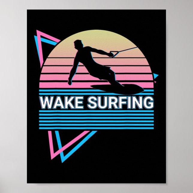 Wake Surfing Surfer Retro  Poster (Front)
