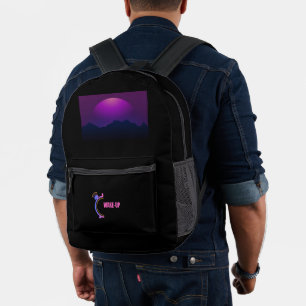 Wake-Up Alarm Clock with Purple Moon Night Vision Printed Backpack