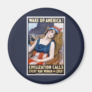 Wake Up America! Vintage Patriotic Freedom Art Magnet
