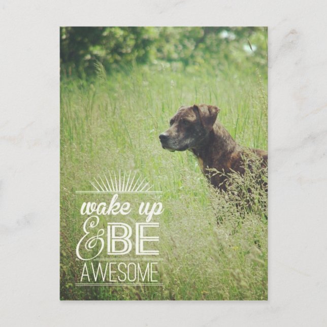 Wake up and be Awesome Dog Postcard (Front)