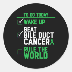 Wake Up Beat Bile Duct Cancer Rule The World 1  Classic Round Sticker