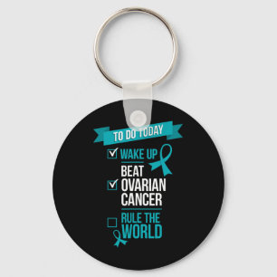 Wake Up Beat Ovarian Cancer Rule The World 1  Key Ring