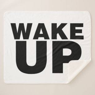 Wake Up Black Sherpa Blanket