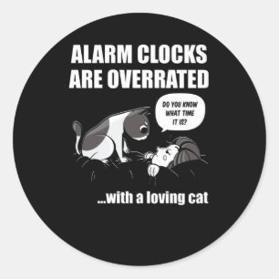 Wake Up Cat Classic Round Sticker