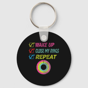 Wake Up Close My Rings Repeat Funny Distressed Gym Key Ring