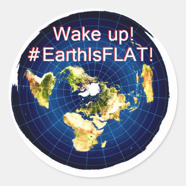 "Wake up! #EarthIsFLAT!" stickers (Front)