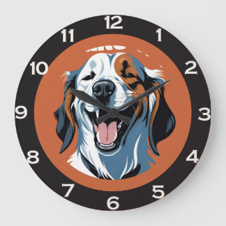 Wake up!!! Golden retriever Pop Art by CallisC Large Clock