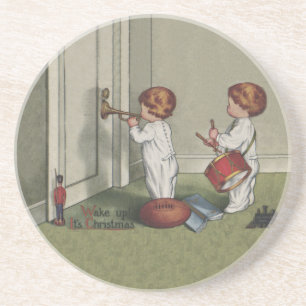 Wake Up Its Christmas cute child illustration Coaster