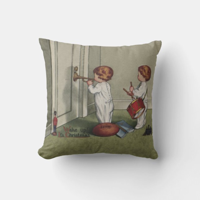 Wake Up Its Christmas cute child illustration Cushion (Front)