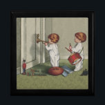 Wake Up Its Christmas cute child illustration Gift Box<br><div class="desc">Vintage Wake up It's Christmas - a cute old fashioned illustration Christmas for children! This is based on an old-fashioned postcard from 1918. Sweet little toddlers up at the crack of dawn announcing to Mum and Dad that Christmas is here! Children are standing outside mummy and daddy's bedroom door. One...</div>