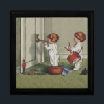 Wake Up Its Christmas cute child illustration Gift Box<br><div class="desc">Vintage Wake up It's Christmas - a cute old fashioned illustration Christmas for children! This is based on an old-fashioned postcard from 1918. Sweet little toddlers up at the crack of dawn announcing to Mum and Dad that Christmas is here! Children are standing outside mummy and daddy's bedroom door. One...</div>