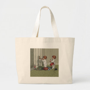 Wake Up Its Christmas cute child illustration Large Tote Bag