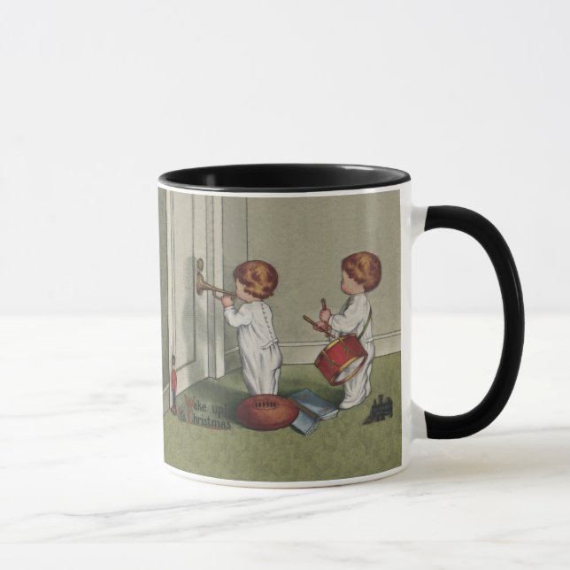 Wake Up Its Christmas cute child illustration Mug (Right)