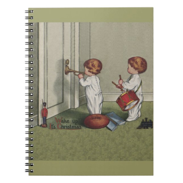 Wake Up Its Christmas cute child illustration Notebook (Front)