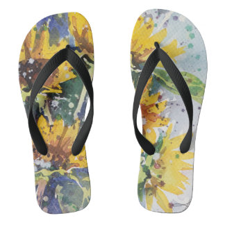 Wake up Little Suzi watercolor flip flops