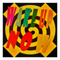 WAKE UP NOW SAND COLORED DESIGN WITH RED BLACK