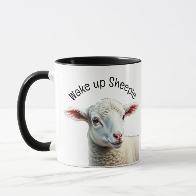 Wake up Sheeple Conspiracy Theory Quote Mug (Left)