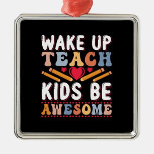 Wake Up Teach Kids Be Awesome Metal Tree Decoration