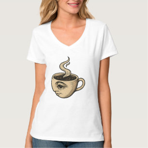 Wake Up & Watch – Surreal Coffee Cup Design T-Shirt